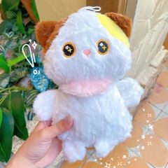 ** GẤU BÔNG MÈO TAM THỂ YẾM HỒNG 25CM