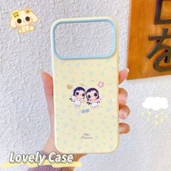 ** Ốp iPhone 17 Pro/18 Pro dẻo phủ bóng nền vàng 2 cô gái mắt to