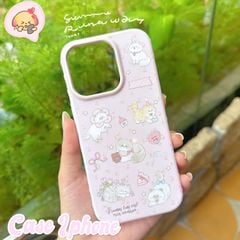 ** Ốp iPhone 15 Pro dẻo hồng 6 mèo và hoa nhí