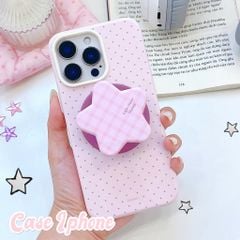** Ốp iPhone 15 Pro Max dẻo chấm bi magsafe kèm pop ngôi sao