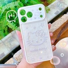 ** Ốp iPhone 17 Pro Max/18 Pro Max ánh xà cừ Kitty bạc