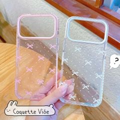 ** Ốp iPhone 17 Pro /18 Pro dẻo trong viền 2 lớp chấm bi/nơ nhí
