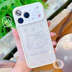 ** Ốp iPhone 17 Pro Max/18 Pro Max ánh xà cừ Kitty bạc