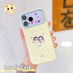 ** Ốp iPhone 17 Pro/18 Pro dẻo phủ bóng nền vàng 2 cô gái mắt to
