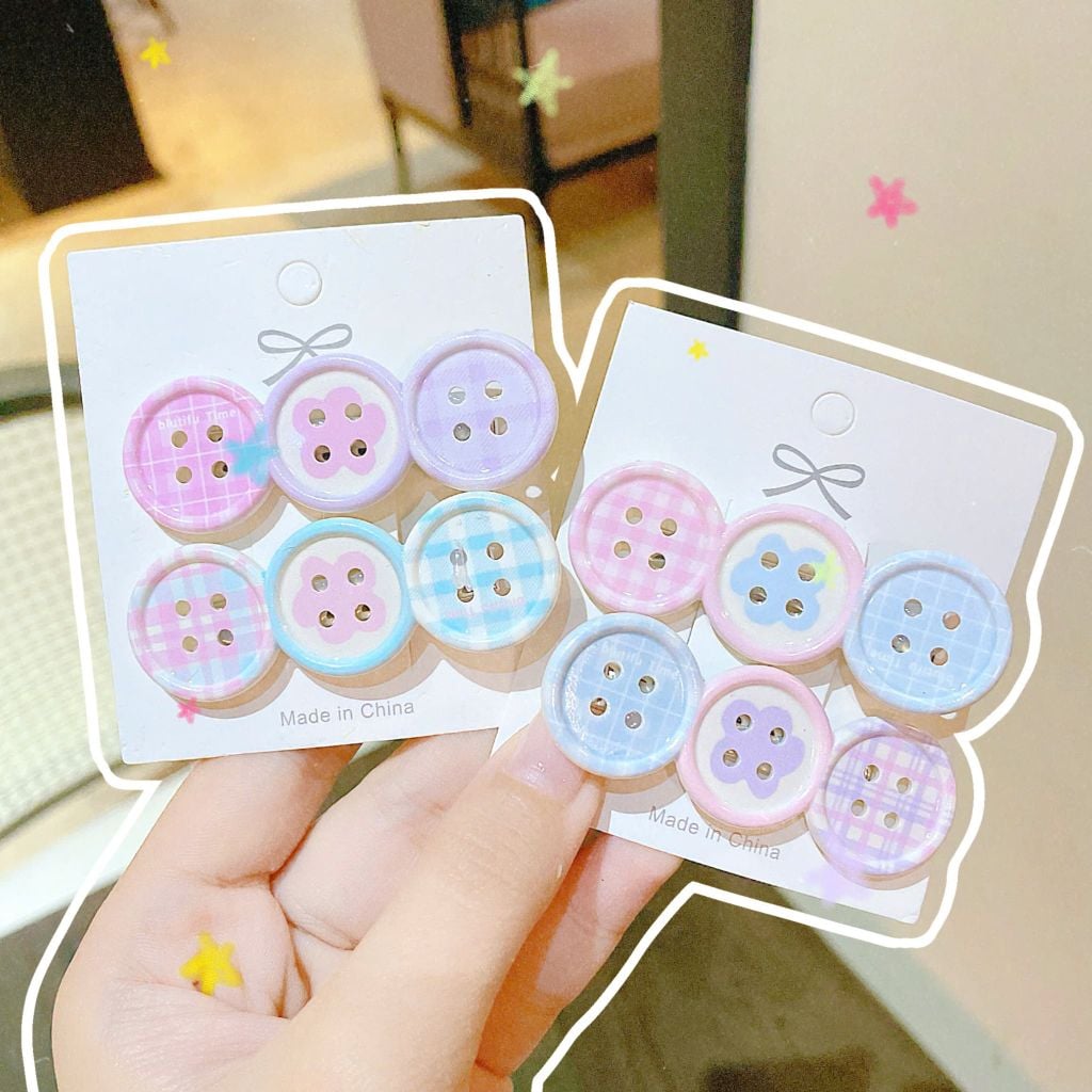 ** Set 2 kẹp Khuy áo trơn tone tím/xd
