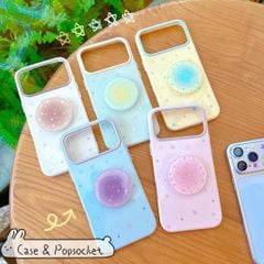 ** Ốp iPhone 17 Pro Max/18 Pro Max dẻo phủ bóng kèm pop tròn ngôi sao kim tuyến