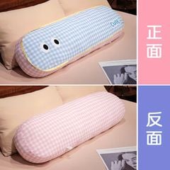 ** Gối ôm sọc caro hồng/xanh dương 90CM