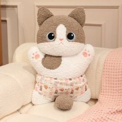 ** Gấu bông MÈO XÁM GHI/TRẮNG đứng mặc quần 50CM