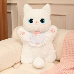 ** Gấu bông MÈO TRẮNG đứng đeo yếm 50CM