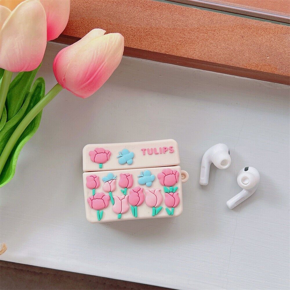** Case Airpods Pro 2 dẻo hoa Tulip hồng