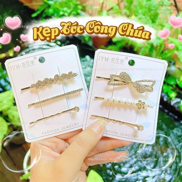 ** Set 3 kẹp ghim đính đá đẹp