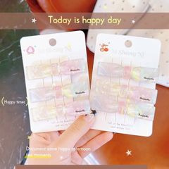 ** Set 3 kẹp mái nơ vuông Hologram