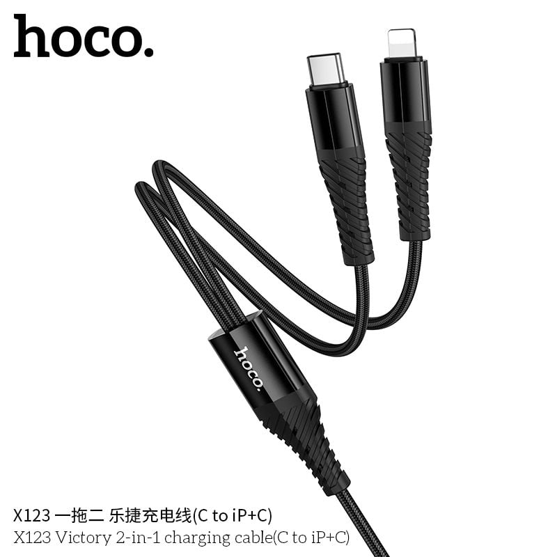 Cáp Type C 2 in 1 Hoco X123 3A