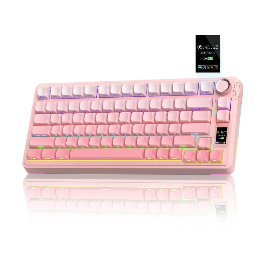 ** Bàn phím cơ 3 mode Aula S75 Pro Hồng Gradient, Grey Wood V3 Switch