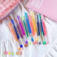 ** Bút bi màu trơn nắp đậy (mực theo màu bút)