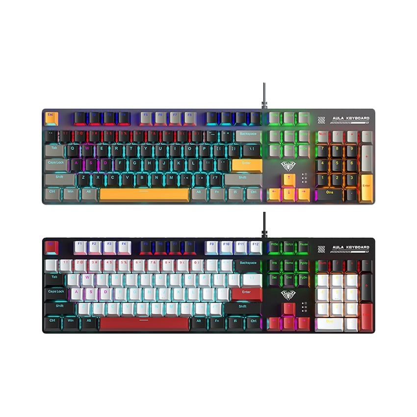 ** Bàn phím cơ Aula S500 đen trắng đỏ, Blue switch