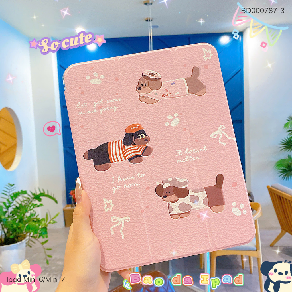 Bao da Ipad Mini 6/Mini 7 lưng trong in hình