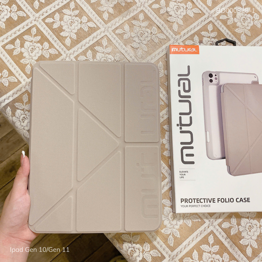 ** Bao da Ipad Gen 10/Gen 11 Mutural vân Micro lưng trong