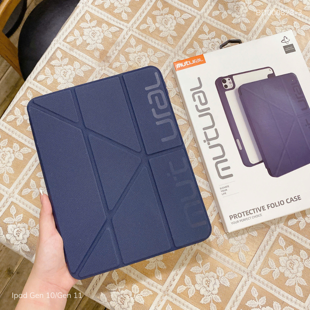 ** Bao da Ipad Gen 10/Gen 11 Mutural vân Micro lưng trong