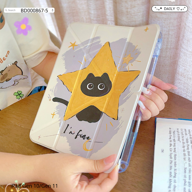 Bao da iPad Air 4/Air 5/Air 6/Air 7/Pro 11 inch dẻo trong in hình cute
