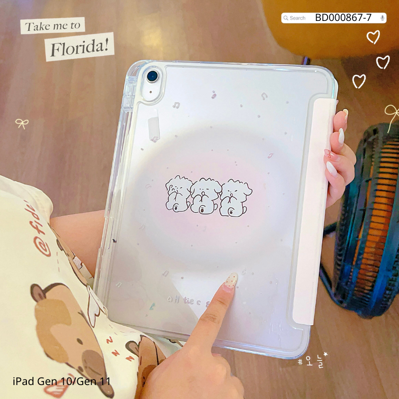 Bao da iPad Gen 10/Gen 11 dẻo trong in hình cute
