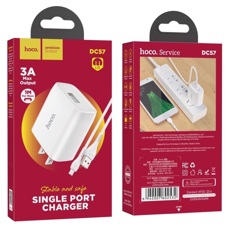 Bộ sạc Micro Hoco DC57 3A