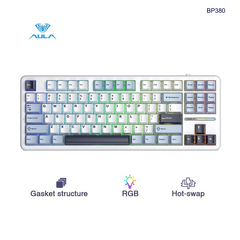 ** Bàn phím cơ 3 mode Aula F87 Pro V2 xanh dương trắng tím đậm, Star Vector switch