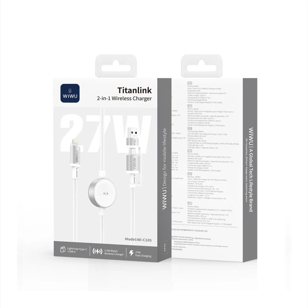 [C] Cáp 2 in 1 Wiwu Titanlink Lightning + Apple Watch