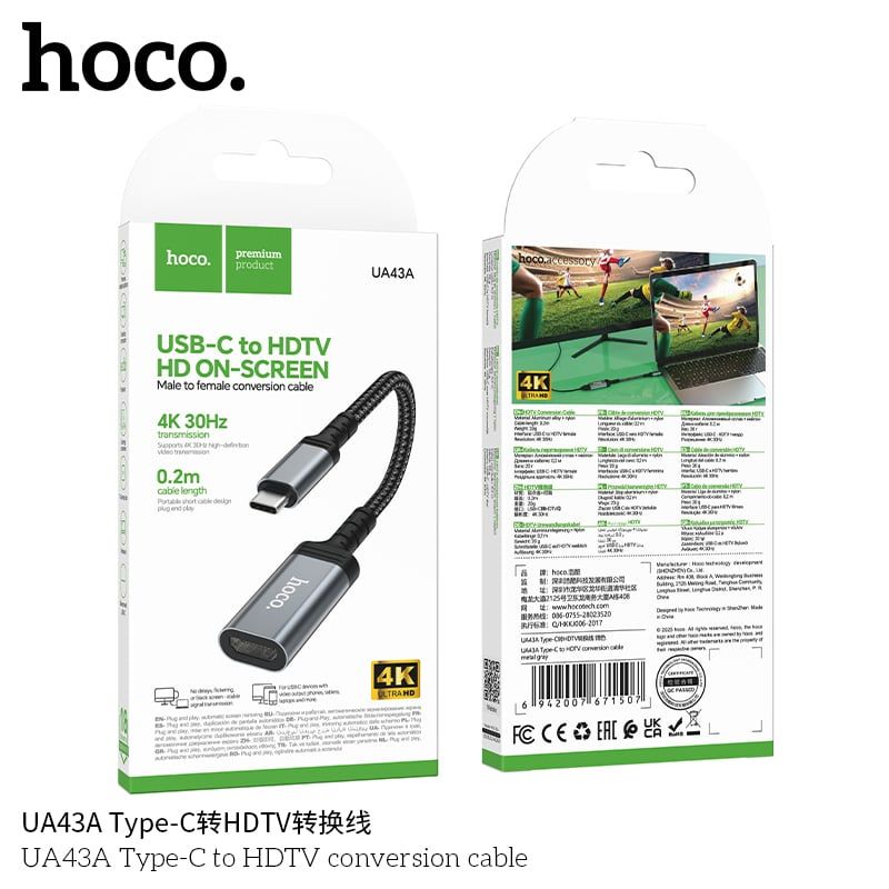 Chuyển Type C sang Hdmi Hoco UA43A 20cm