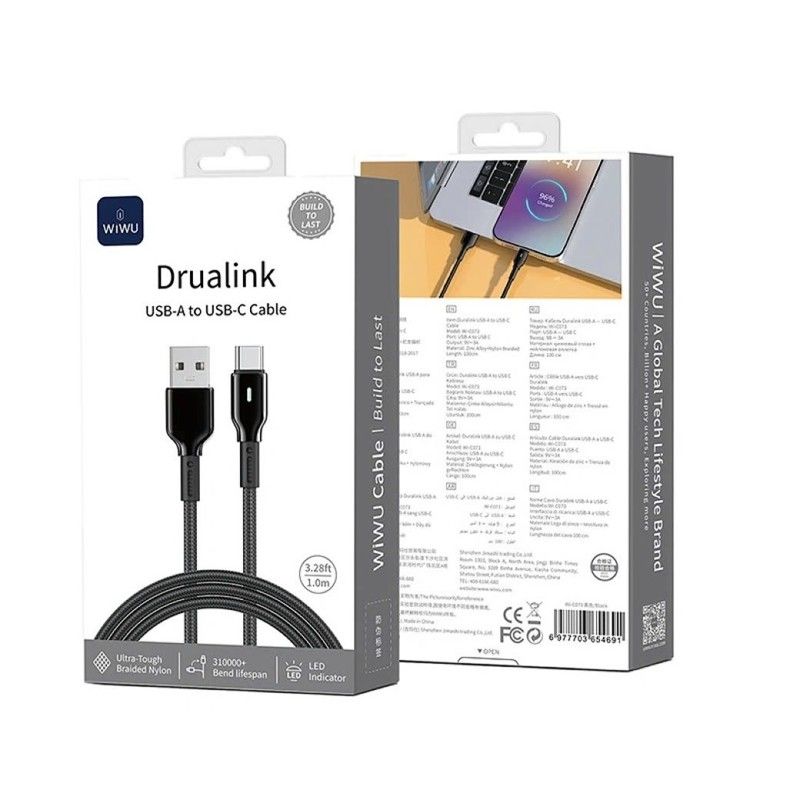 [C] Cáp Type C Wiwu Drualink 3A 1m
