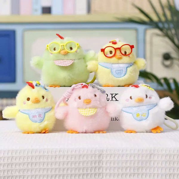 ** Móc khóa bông gà con yếm xanh dây thừng