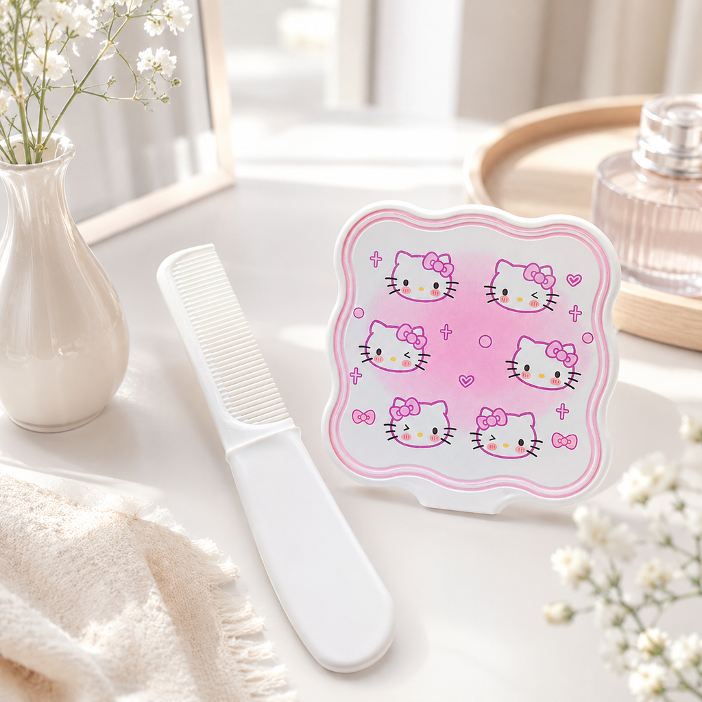 ** Set gương lược cầm tay Mèo đen A Cat / Kitty nhiều kiểu