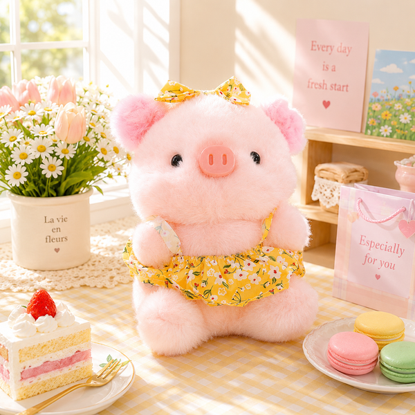 ** HEO MẶT VÁY HOA VÀNG SIZE 25CM