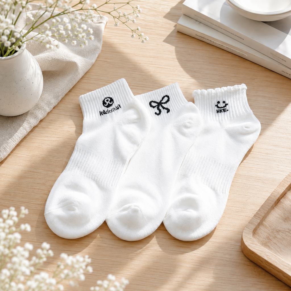 ** Tất/vớ trắng size ngắn nhiều hình