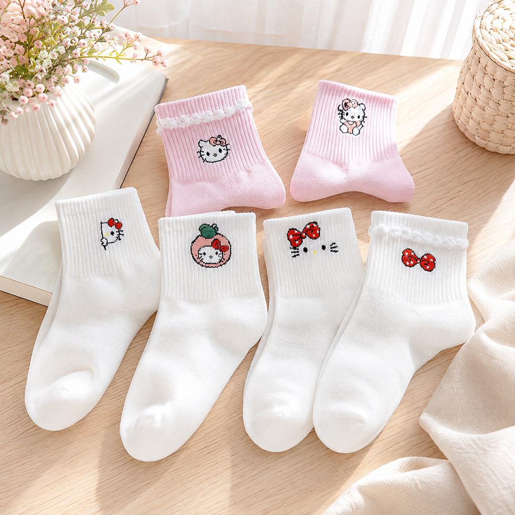 ** Tất/vớ in thêu mặt kitty nhiều kiểu