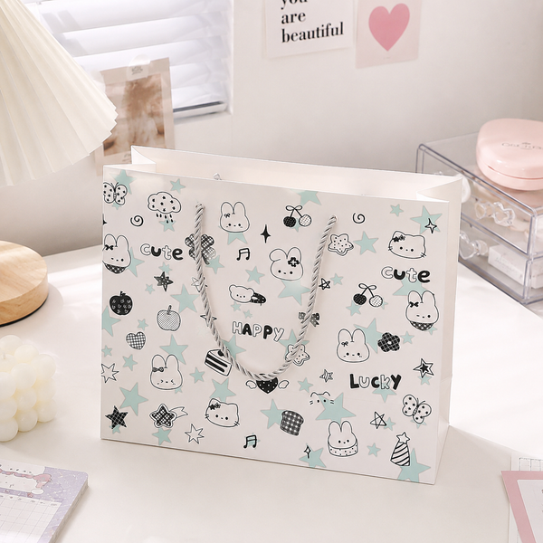 ** Túi quà hình thỏ đen ngôi sao Happy 30x24x12 cm