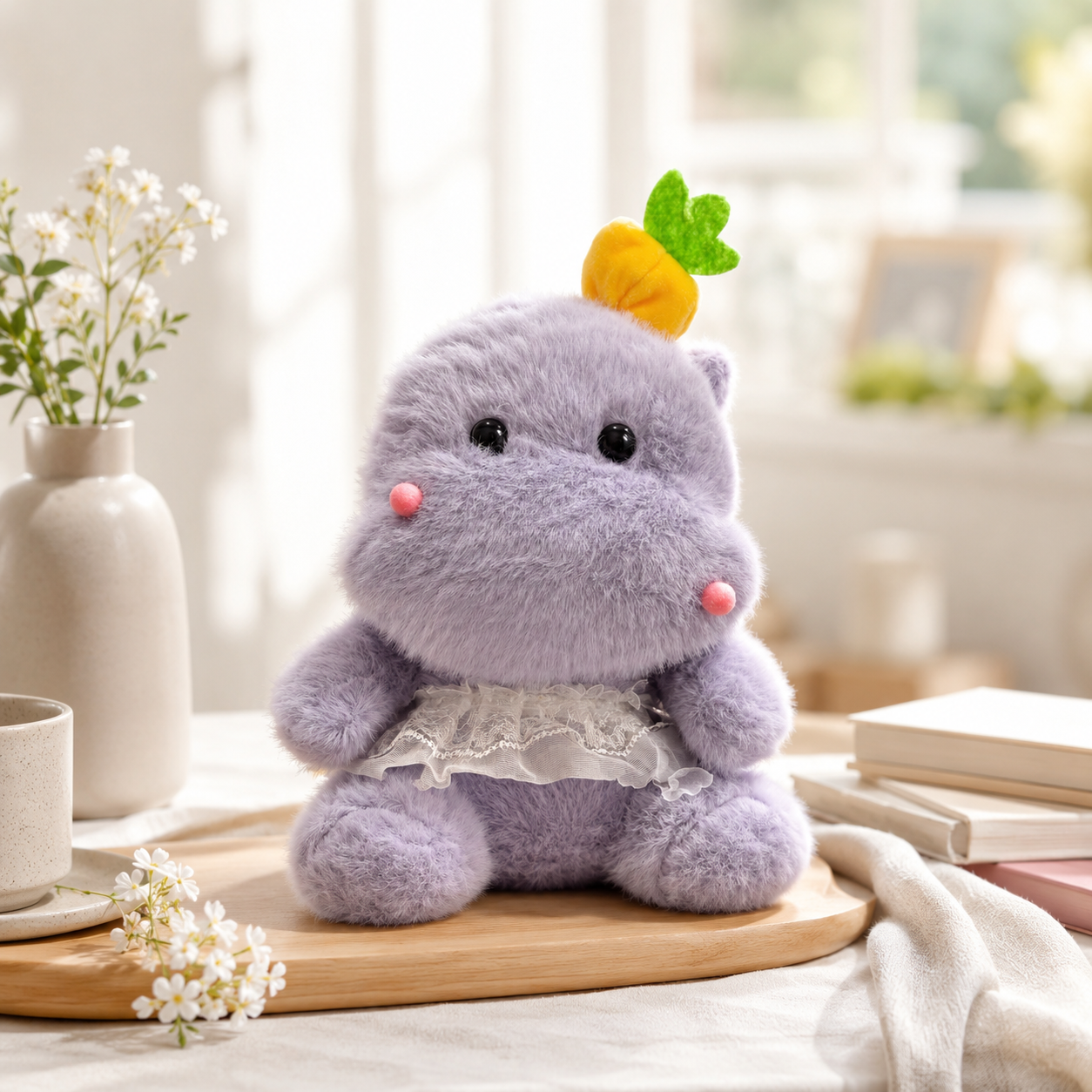 ** GẤU BÔNG HÀ MÃ VÀNG/TÍM/XANH ĐỘI KHÓM VÀNG MINI SIZE 25CM