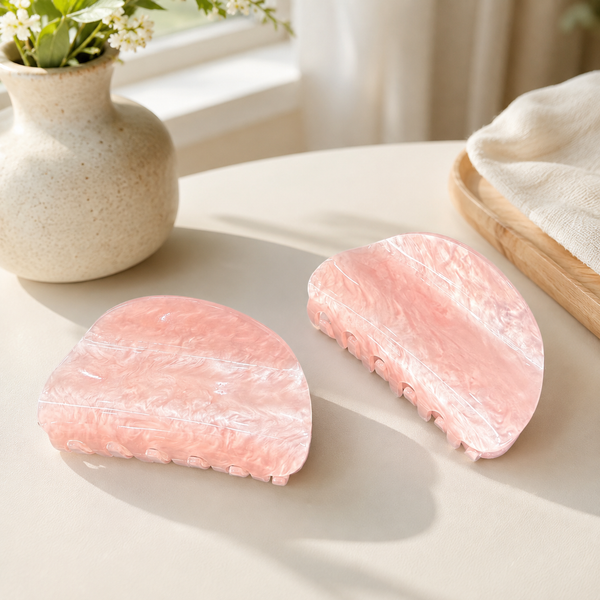 ** Kẹp càng cua xà cừ ánh ngọc trai hồng form bầu