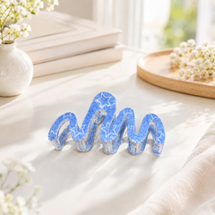 ** Kẹp càng cua LƯỢN SÓNG vải jean xanh dương