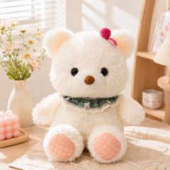 ** GẤU BÔNG GẤU TRẮNG/NÂU ĐEO YẾM XANH SIZE 25CM