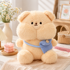 ** GẤU BÔNG THỎ MẶT Ú TRẮNG/NÂU ĐEO TÚI SIZE 25CM