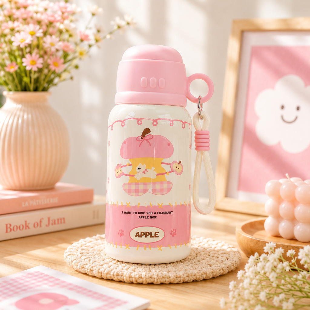 ** Bình giữ nhiệt cún táo nắp ly 500ml