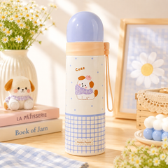** Bình giữ nhiệt họa tiết thỏ/cún nắp màu trơn hồng/xl/xd 500ml