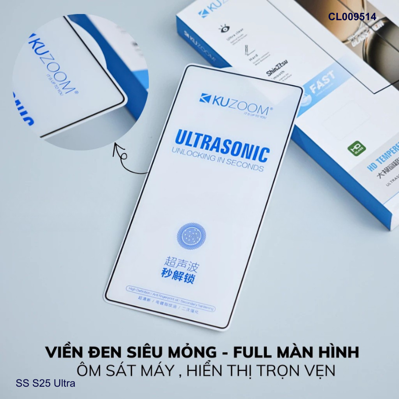 Dán cường lực Samsung S25 Ultra Kuzoom Full keo đen