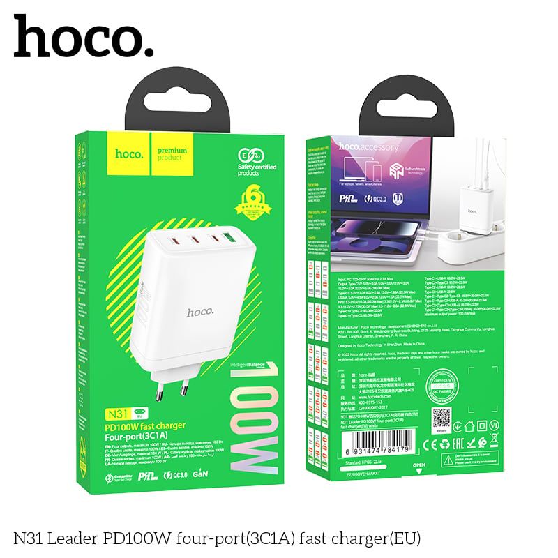 ** Cóc sạc Hoco N31 1U 3C 100W