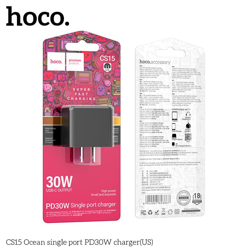 Cóc sạc Hoco CS15 1C 30W