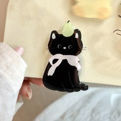 ** Popsocket mèo đen đeo nơ hồng đội lê xanh