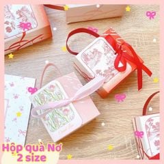 ** Túi quà hình hộp quai da tone đỏ/hồng size nhỏ