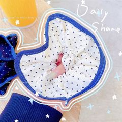 ** Scrunchies chấm bi viền jean trắng/đen