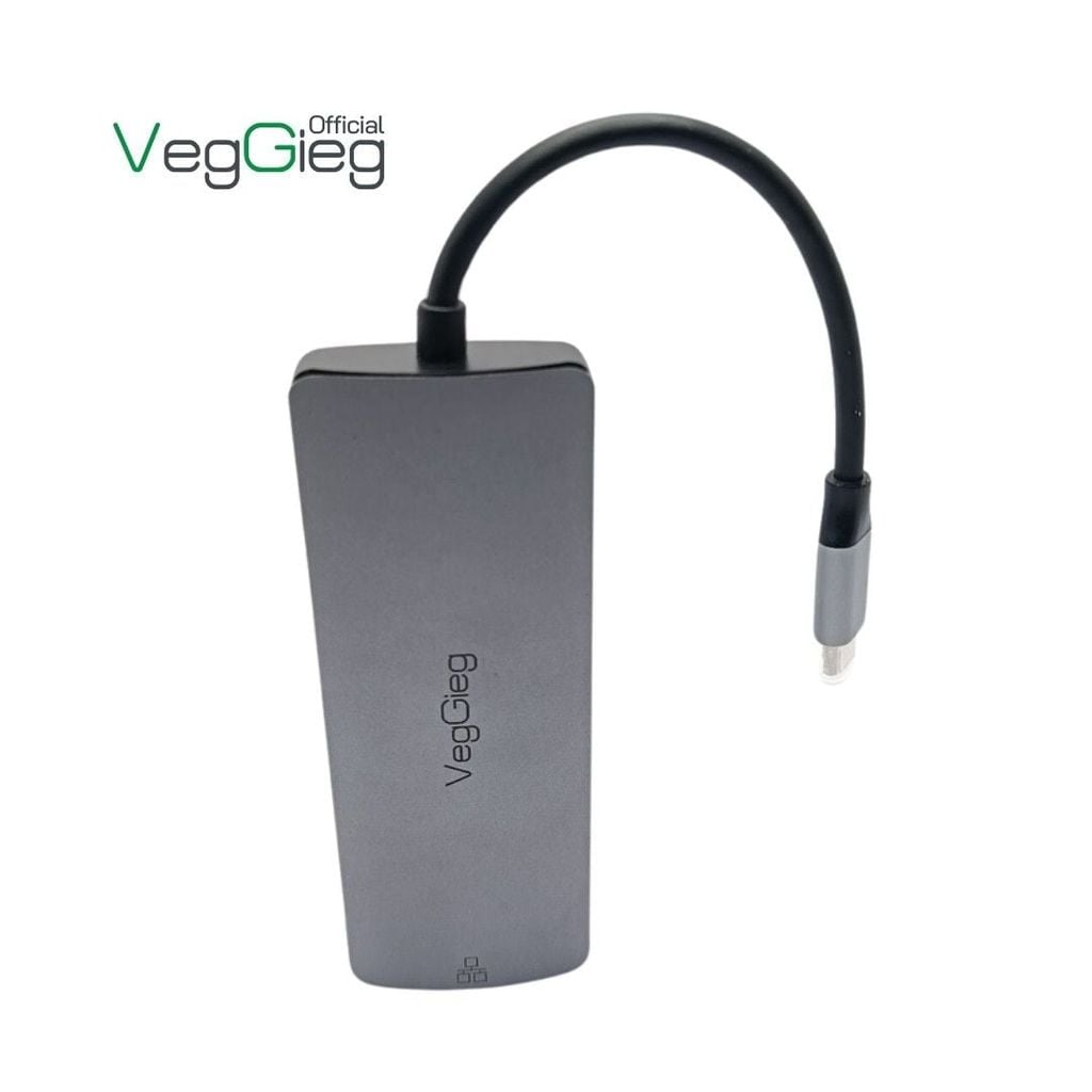 ** Hub chuyển Type C ra Hdmi 3U 3.0 2PD 3.5 SD/TF RJ45 Veggieg V-TC10R